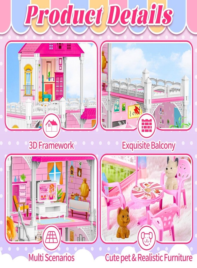 Seifar Doll House for Girls,8 Rooms Dollhouse with Dolls Figure, Puppies,Furnitures, Accessories, Toddler Playhouse Gift for for 3 4 5 6 7 8 9 10 Year Old Girls - Image 4